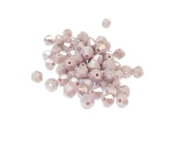 (image for) Approx. 1oz. x 6mm Dusty Pink AB Finish Faceted Glass Bicone Beads