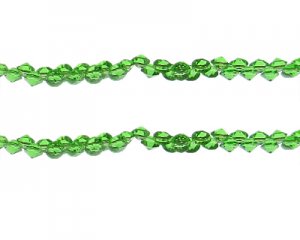 (image for) 4mm Light Green Bicone Glass Bead, 14" string, side drill