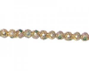 4mm Gold Round Cloisonne Bead, 10 beads