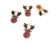 (image for) 16 x 12mm Reindeer Enamel Gold Metal Charm, 4 charms