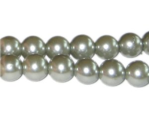 (image for) 12mm Silver Green Glass Pearl Bead, approx. 18 beads
