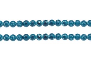 (image for) 6mm Turquoise Spot Marble-Style Glass Bead, approx. 42 beads