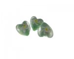 20mm Green Floral Lampwork Heart Glass Bead, 3 beads 20mm Green Floral Lampwork Heart Glass Bead, 3 beads