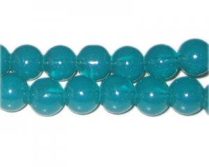 12mm Bottle Green Jade-Style Glass Bead, approx. 18 beads