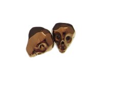 (image for) 24 x 20mm Bronze Skull Glass Bead, 2 beads