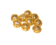 (image for) 8mm Round Gold Filigree Metal Beads, approx. 35 beads