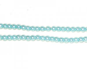 4mm Round Pale Blue Glass Pearl Bead, approx. 113 beads
