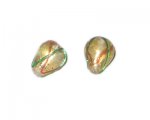 16 x 14mm Gold Stripe Foil Drop Handmade Lampwork Bead, 4 beads 16 x 14mm Gold Stripe Foil Drop Handmade Lampwork Bead, 4 beads