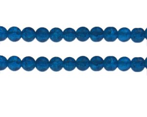 (image for) 8mm Turq Crackle Frosted Glass Bead, approx. 36 beads