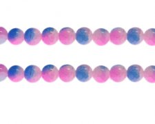(image for) 10mm Pink/Blue Duo-Style Glass Bead, approx. 18 beads