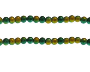 (image for) 6mm Drizzled Green/Gold Glass Bead, approx. 43 beads