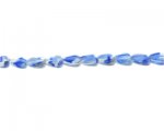 10mm Blue Striped Heart Pressed Glass Bead, 13" string 10mm Blue Striped Heart Pressed Glass Bead, 13" string