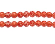 (image for) 10mm Orange Spot Marble-Style Glass Bead, approx. 18 beads