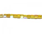 6mm Gold AB Finish Faceted Cube Glass Bead, 13" string 6mm Gold AB Finish Faceted Cube Glass Bead, 13" string