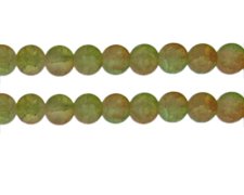 (image for) 10mm Orange/Apple Green Crackle Frosted Duo Bead, approx. 17 be