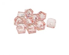 (image for) 10mm Pink Faceted Cube Glass Bead, 10 beads