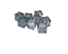 (image for) 10mm Blue Faceted Cube Glass Bead, 8 beads