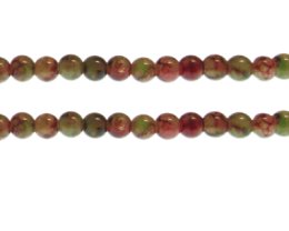 (image for) 8mm Green/Red Duo-Style Glass Bead, approx. 37 beads