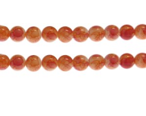 (image for) 10mm Peach Marble-Style Glass Bead, approx. 22 beads