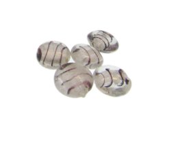 (image for) 16mm Crystal Foil Striped Lampwork Glass Bead, 5 beads