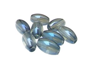 (image for) 16 x 10mm Blue Glass Oval Bead, 8 beads