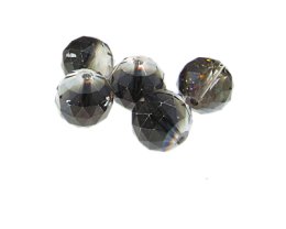 (image for) 14mm Black/Crystal Faceted Glass Bead, 5 beads