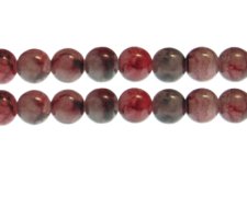 (image for) 12mm Red/Gray Duo-Style Glass Bead, approx. 13 beads