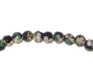 (image for) 6mm Black Round Cloisonne Bead, 7 beads