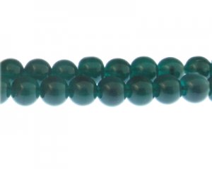 12mm Deep Emerald Jade-Style Glass Bead, approx. 18 beads