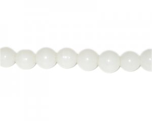 12mm Milky White Pressed Glass Semi-Opaque Bead, 13" string