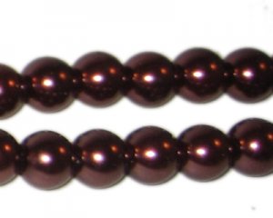 10mm Chocolate Glass Pearl Bead, approx. 22 beads