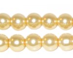 10mm Round Cream Glass Pearl Bead, 8" string, approx. 22 beads
