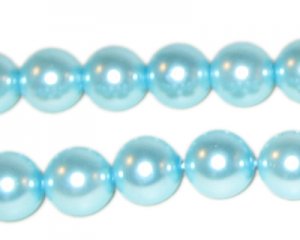 10mm Round Pale Blue Glass Pearl Bead, approx. 22 beads