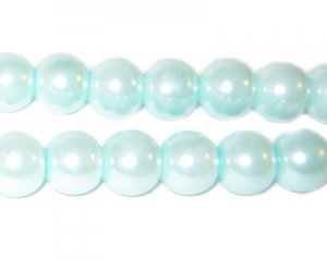 10mm Round Crisp Blue Glass Pearl Bead, approx. 22 beads