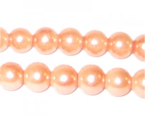10mm Round Apricot Glass Pearl Bead, approx. 22 beads