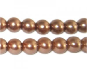10mm Round Hazelnut Glass Pearl Bead, approx. 22 beads