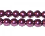 10mm Round Crimson Glass Pearl Bead, approx. 22 beads