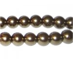 10mm Antique Gold Glass Pearl Bead, approx. 22 beads
