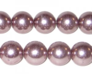 12mm Round Mink Glass Pearl Bead, 8" string, approx. 18 beads