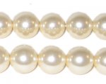 12mm Round Cream Glass Pearl Bead, 8" string, approx. 18 beads