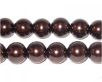 12mm Round Chocolate Glass Pearl Bead, approx. 18 beads