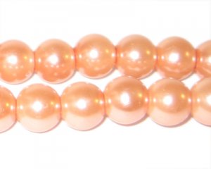 12mm Round Apricot Glass Pearl Bead, approx. 18 beads