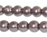 12mm Round Cocoa Glass Pearl Bead, approx. 18 beads