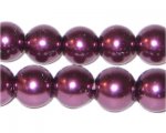 12mm Round Crimson Glass Pearl Bead, 8" string, approx. 18 beads