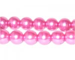 12mm Pink Glass Pearl Bead, approx. 18 beads
