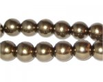 12mm Antique Gold Glass Pearl Bead, approx. 18 beads