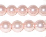 12mm Baby Pink Glass Pearl Bead - 8" string, approx. 18 beads