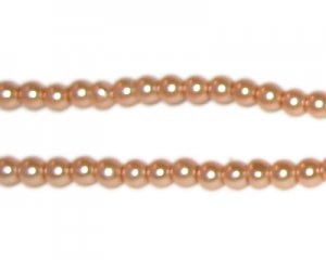 4mm Round Pale Gold Glass Pearl Bead, approx. 113 beads
