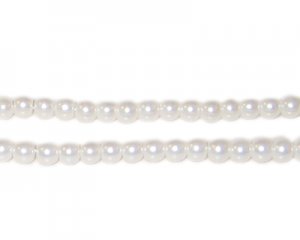 4mm Round White Glass Pearl Bead, approx. 113 beads
