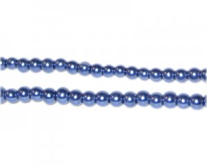 4mm Round Deep Cerulean Glass Pearl Bead, approx. 113 beads